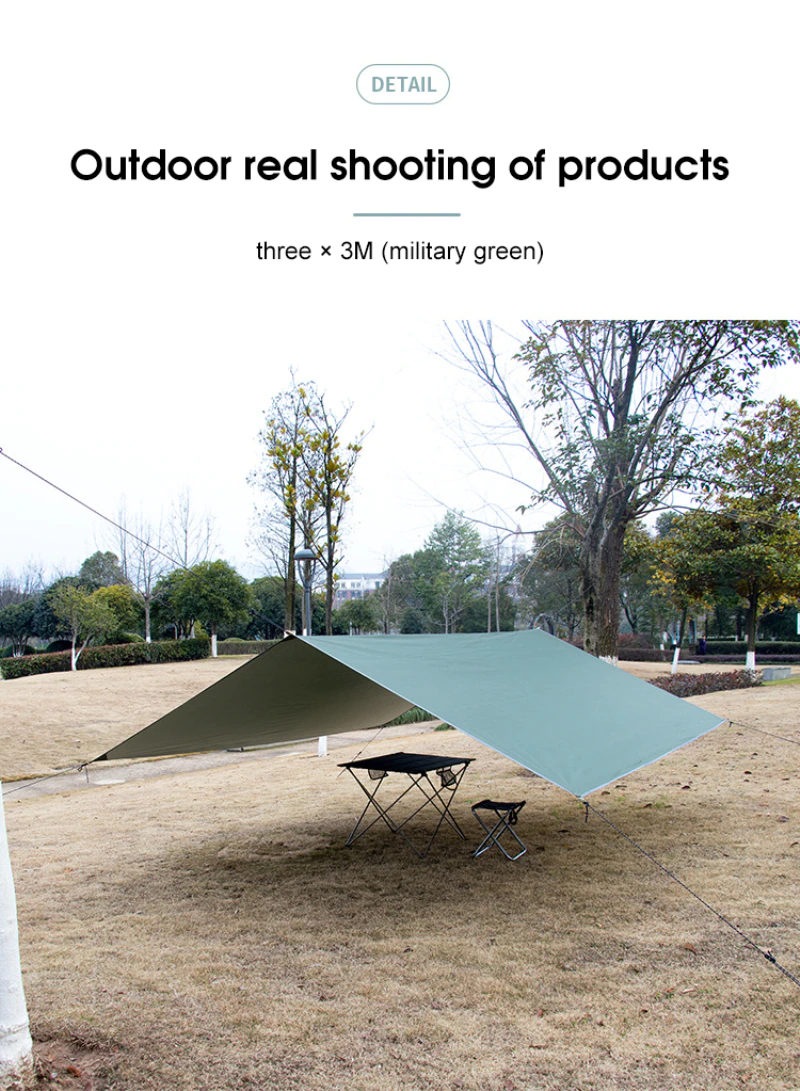 Cheap Goat Tents Large Tarp Tent Sunshade Ultralight Awning Outdoor Camping Hammock Tourist Beach Sun Shelter With Ground Nails Windproof Rope   